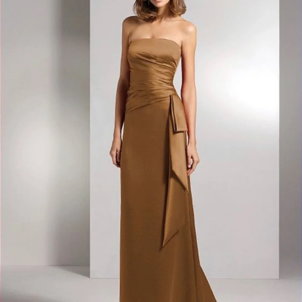 Dessy Gold Butterscotch Evening Bridesmaid’s Prom Dress sz 14 - Picture 2 of 13